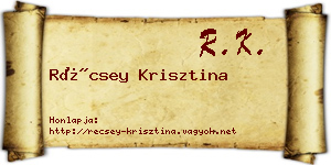 Récsey Krisztina névjegykártya